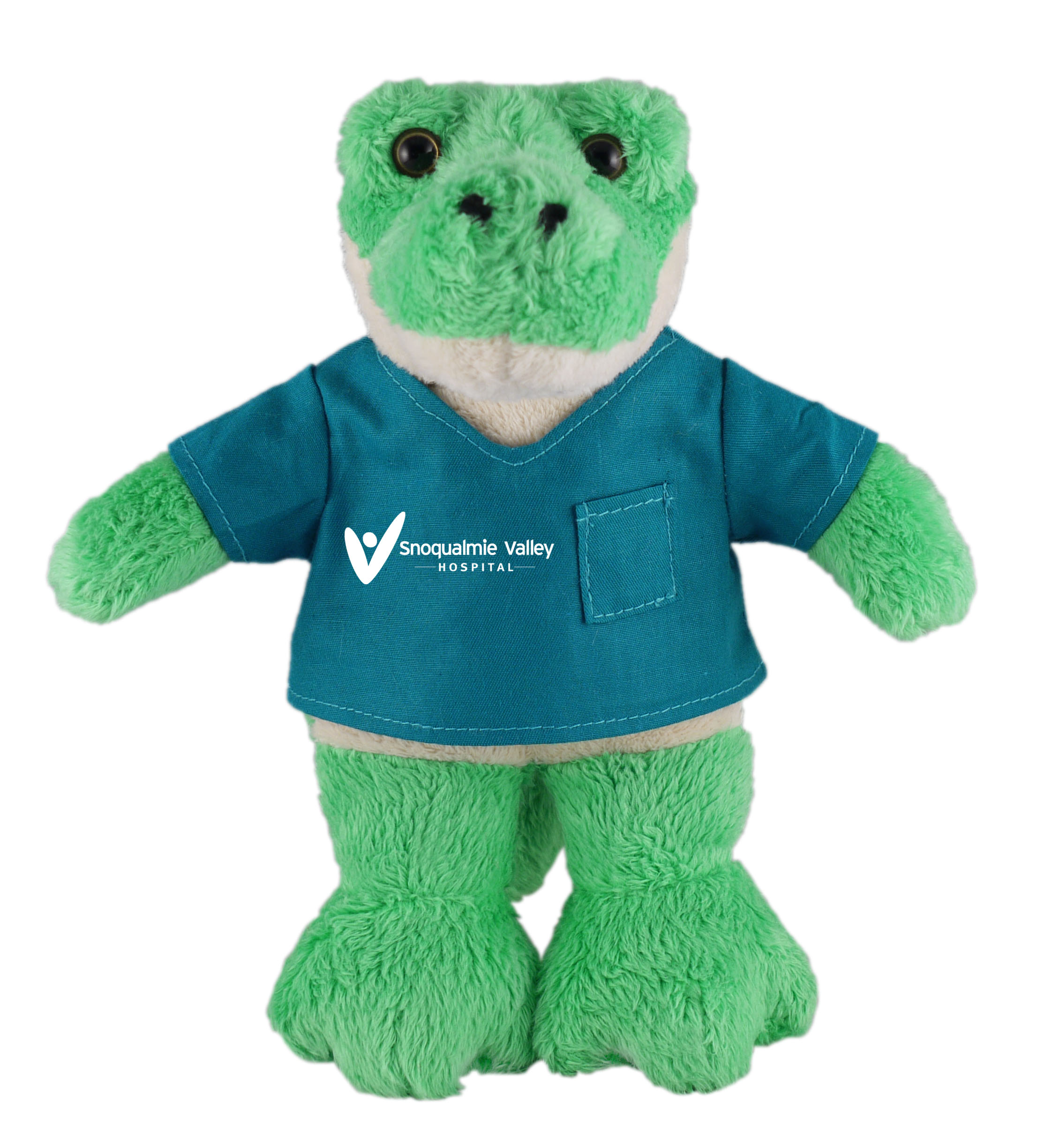 Soft Plush Stuffed Alligator in scrub shirt 2