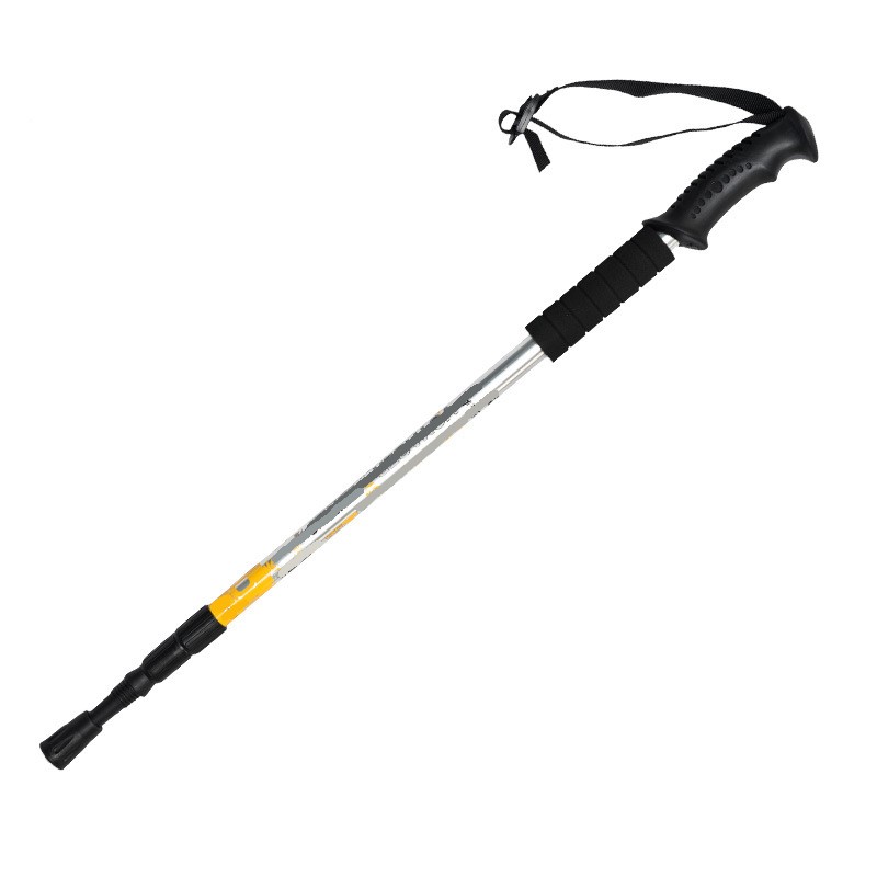 Portable Straight Handle Aluminum Alloy Three-section Shock-absorbing Trekking Pole Travel Walking 2