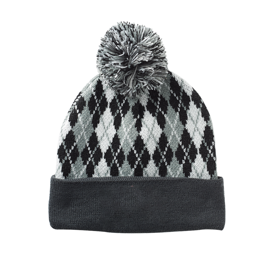 Diamond Knit Beanie with Pompom & Cuff 6