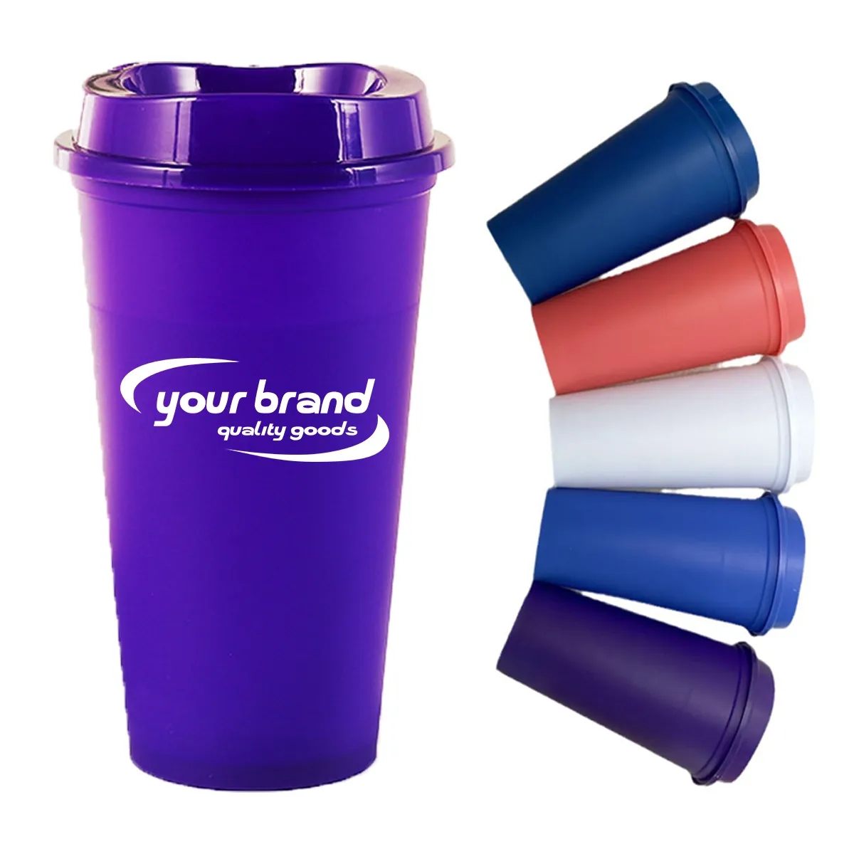 16OZ Reusable Plastic Cup With Lid Coffee Juice Kids Adults 2