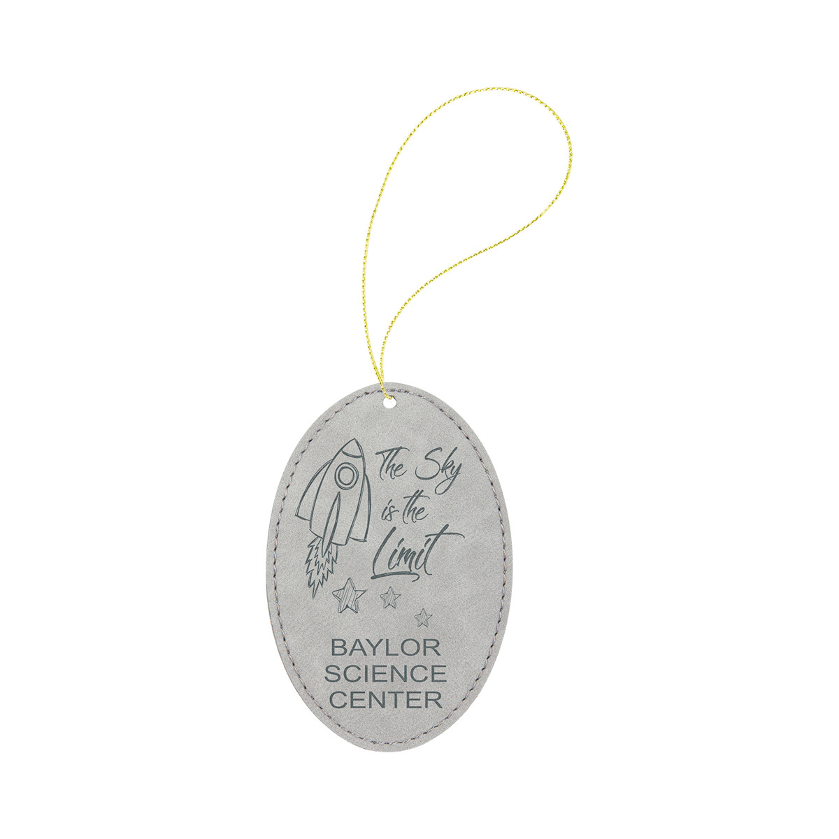 Gray Leatherette Oval Ornament