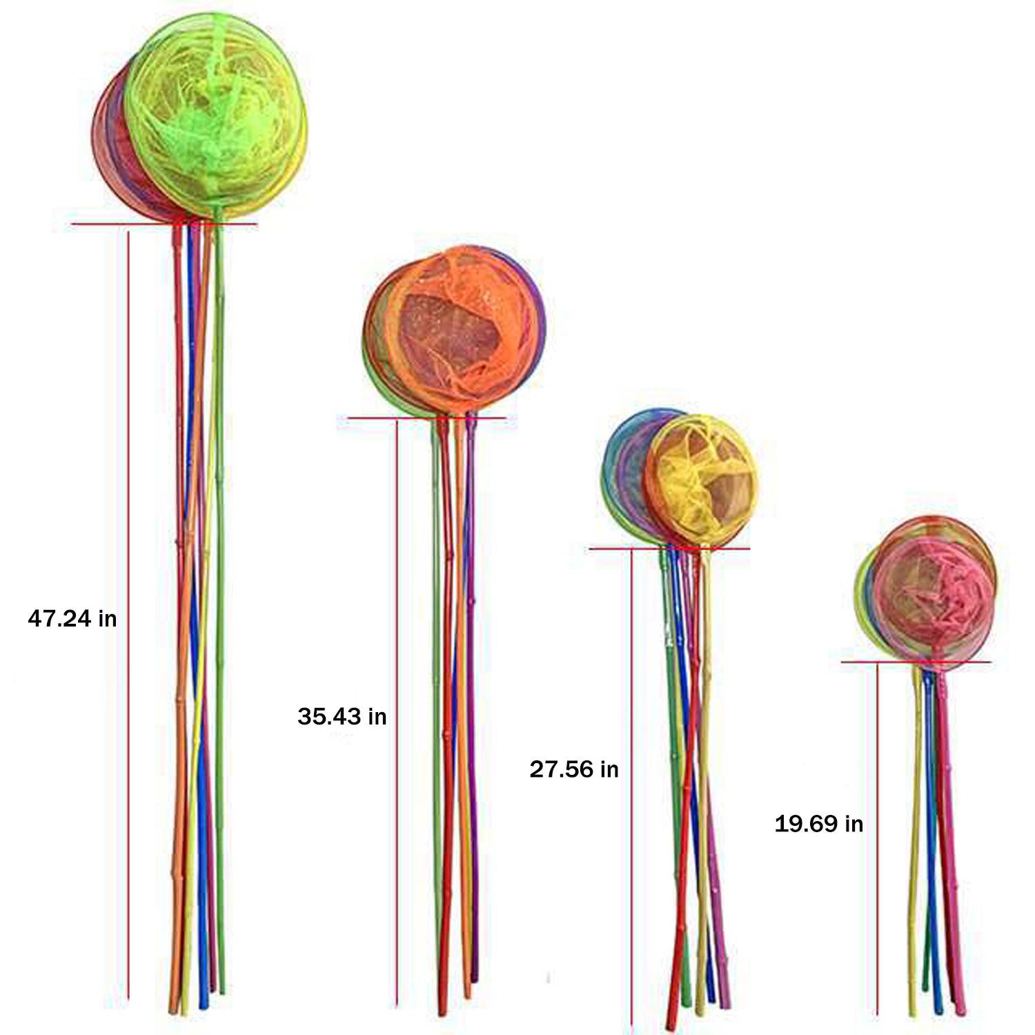 Kids Bamboo Handle Nylon Mesh Fishing Catching Net 6