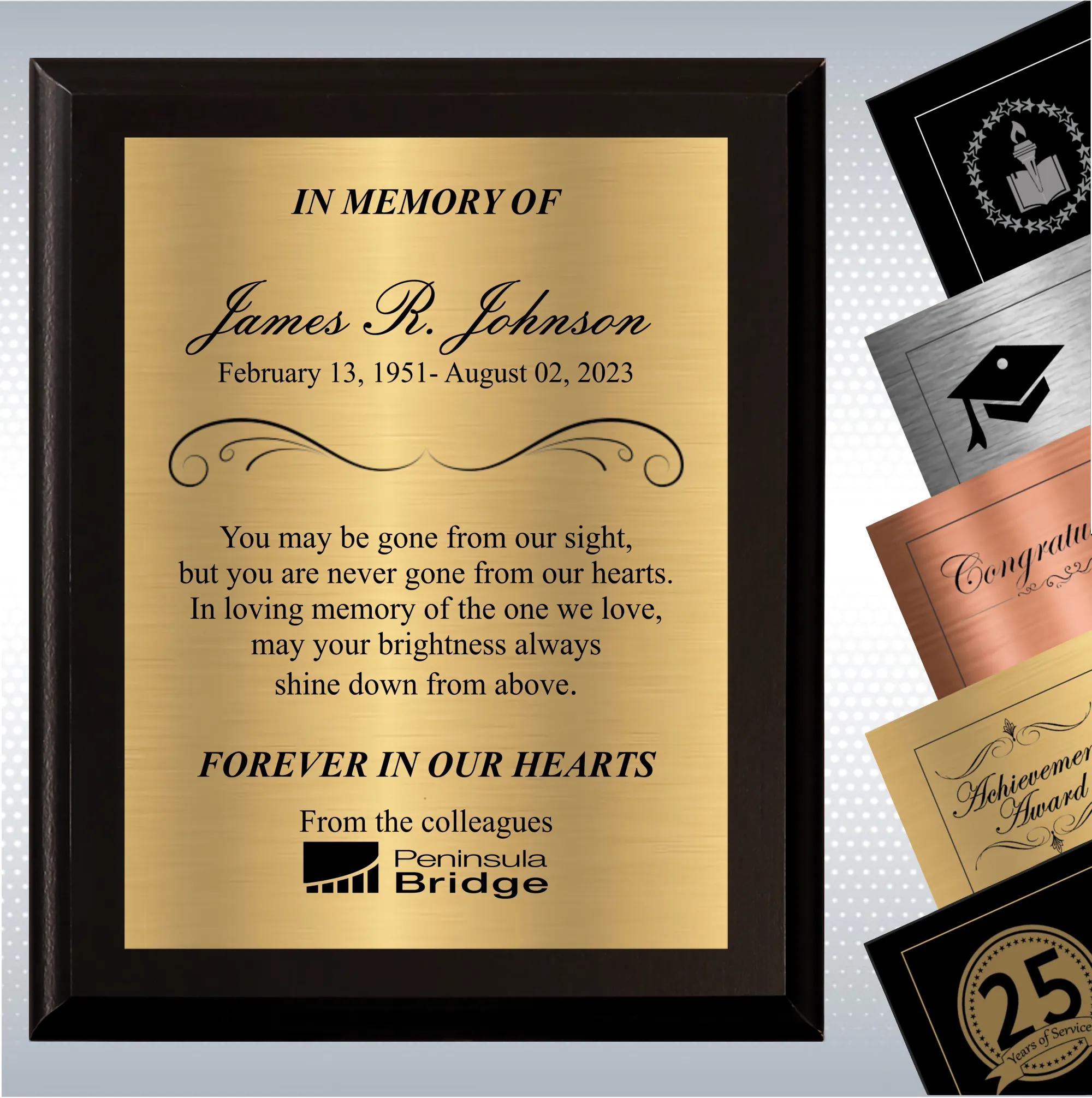 Black Matte Personalized Memorial Plaque Gift 10