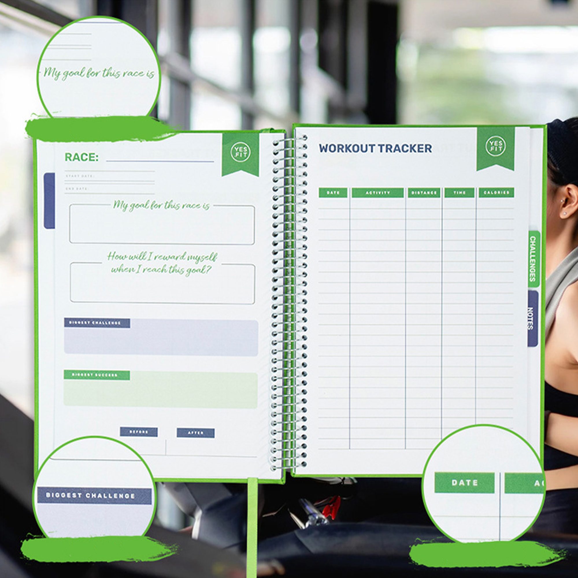 9.3" x 6.7" Fitness Planner Notebook PU Cover 5