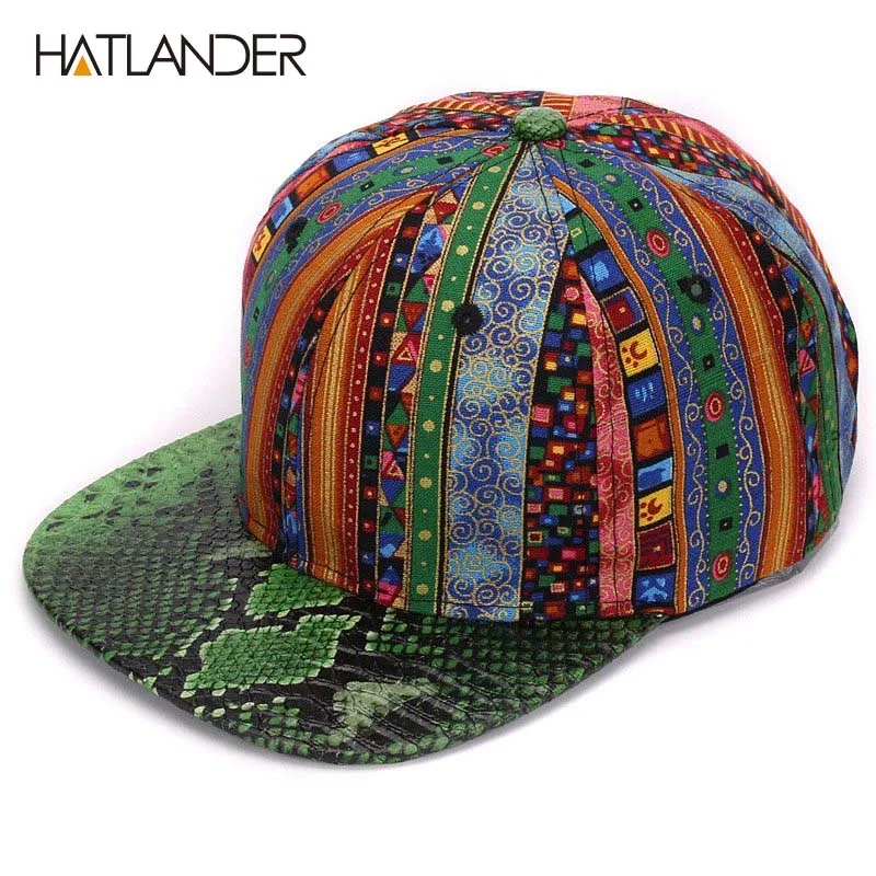 Snakeskin Brim Snapback Hat 1