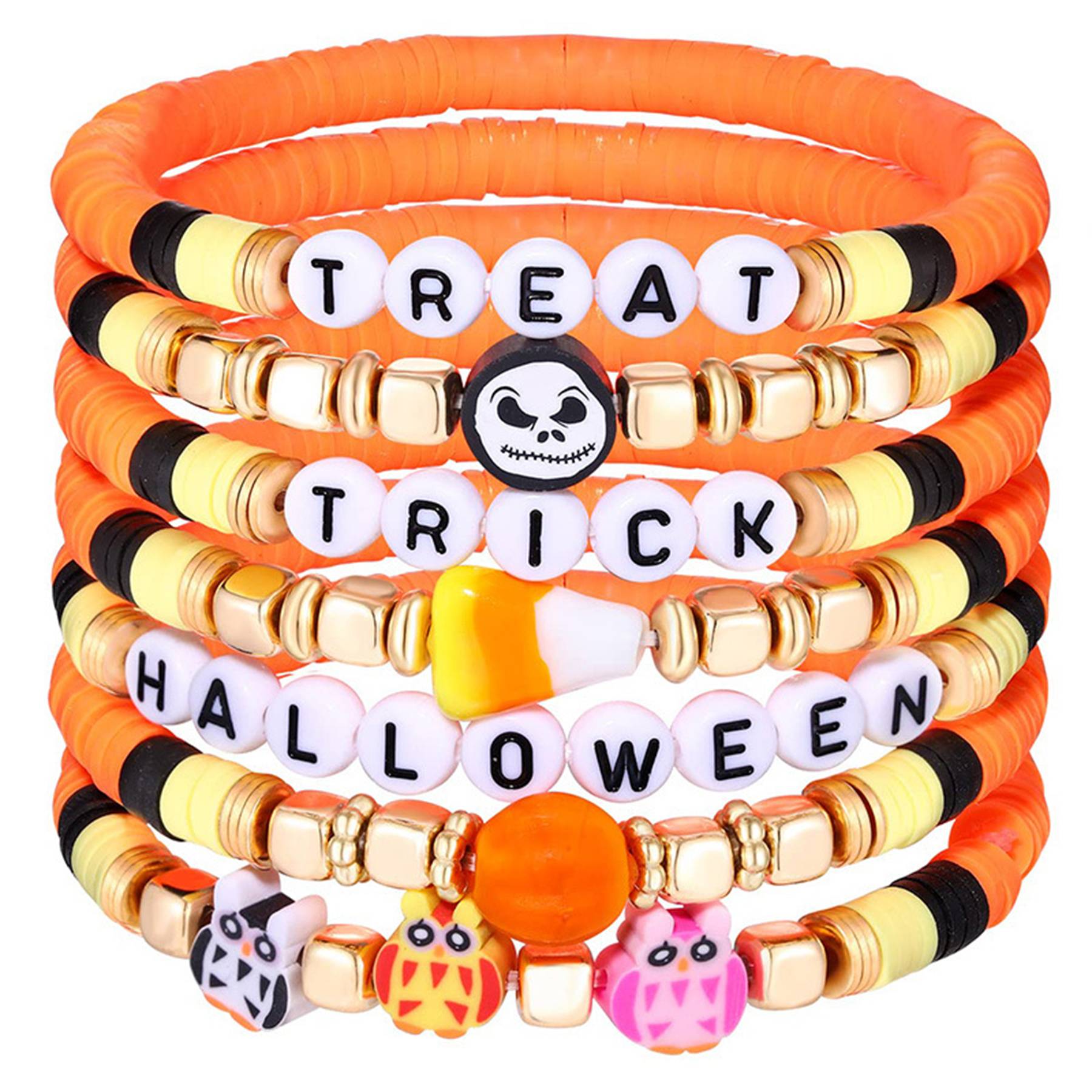 Acrylic Plastic Skull Halloween soft pottery bracelet 4