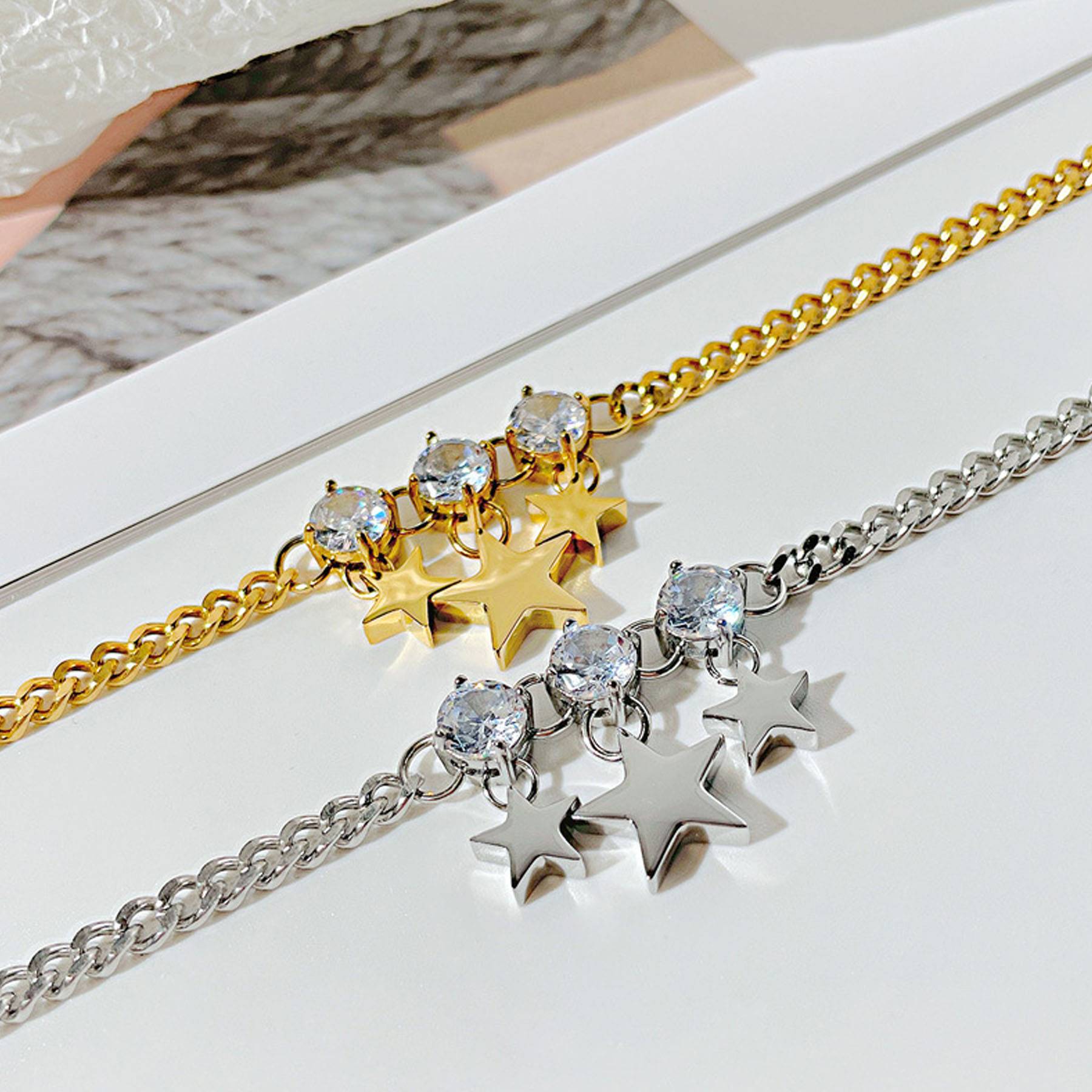 Five pointed star titanium steel bracelet 7