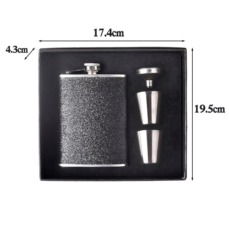 6Oz Colorful Glitter Coating Wine Flask For Women Men 6