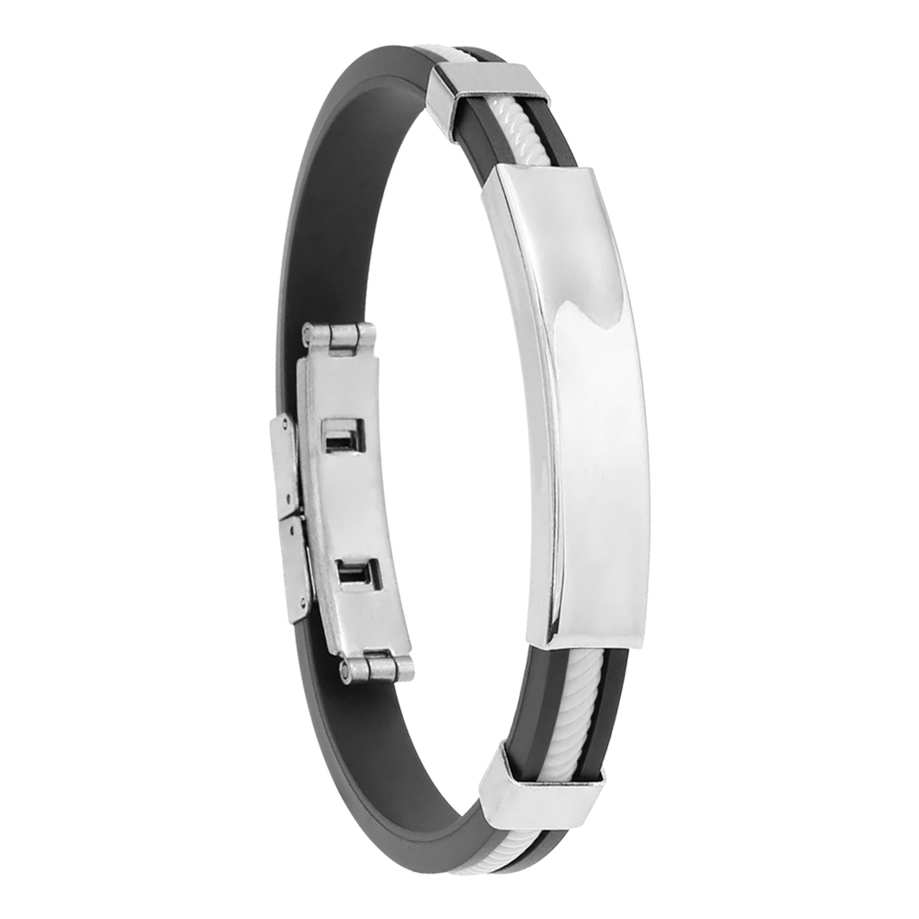 Engraved Silicone Wristband Stainless Steel Bracelets 7