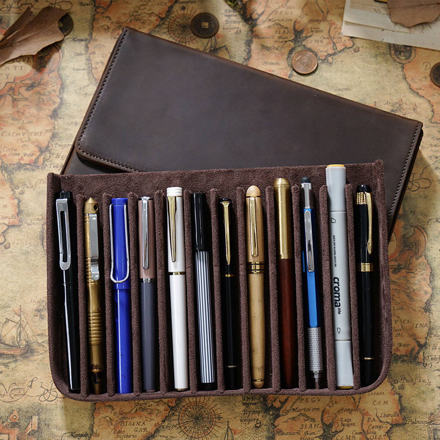 PU Leather Magnetic pencil case organizer 2