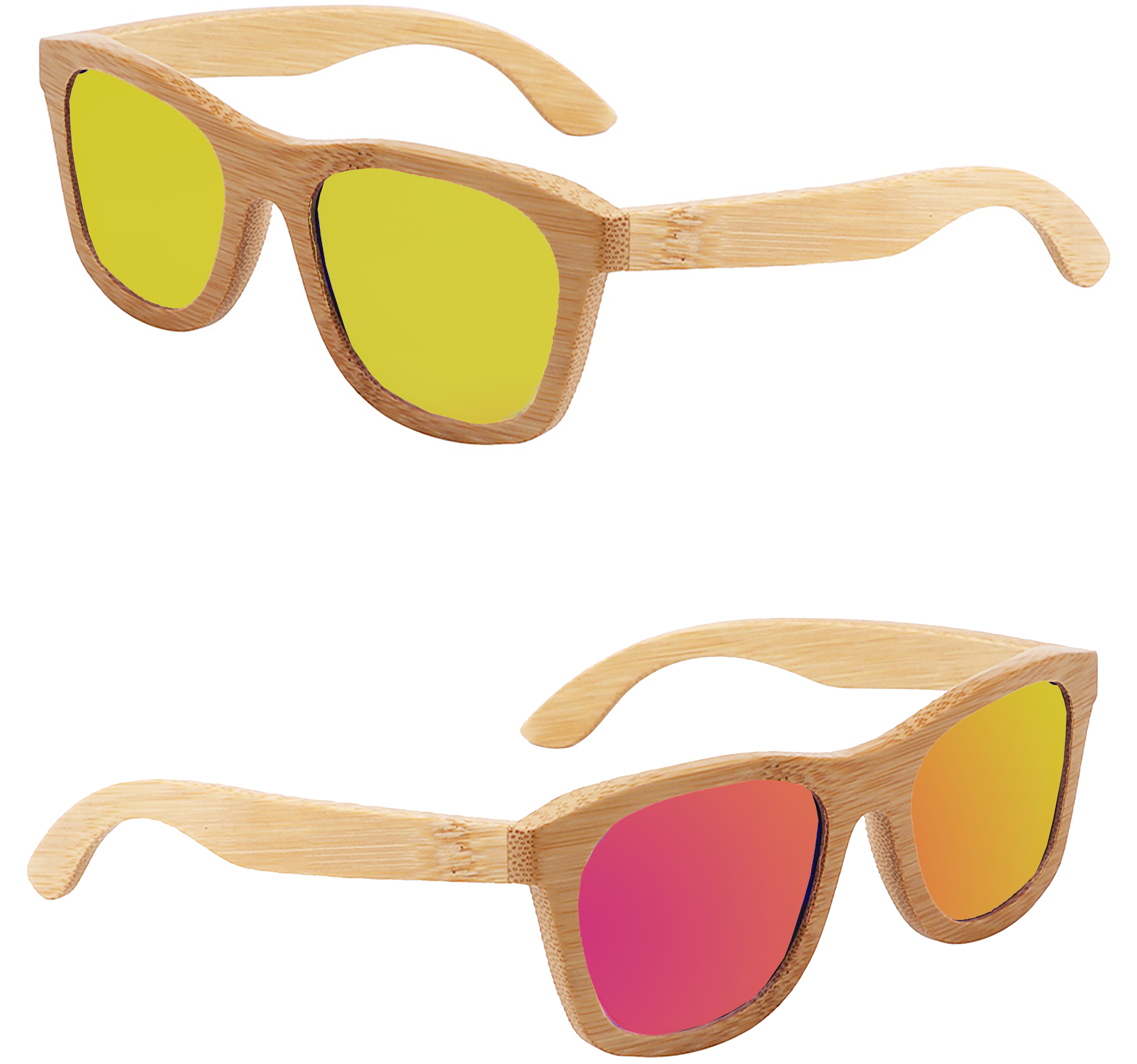 Bamboo Mirrored Lenses Promotional Sunglasses w/ Temple Imprint 10