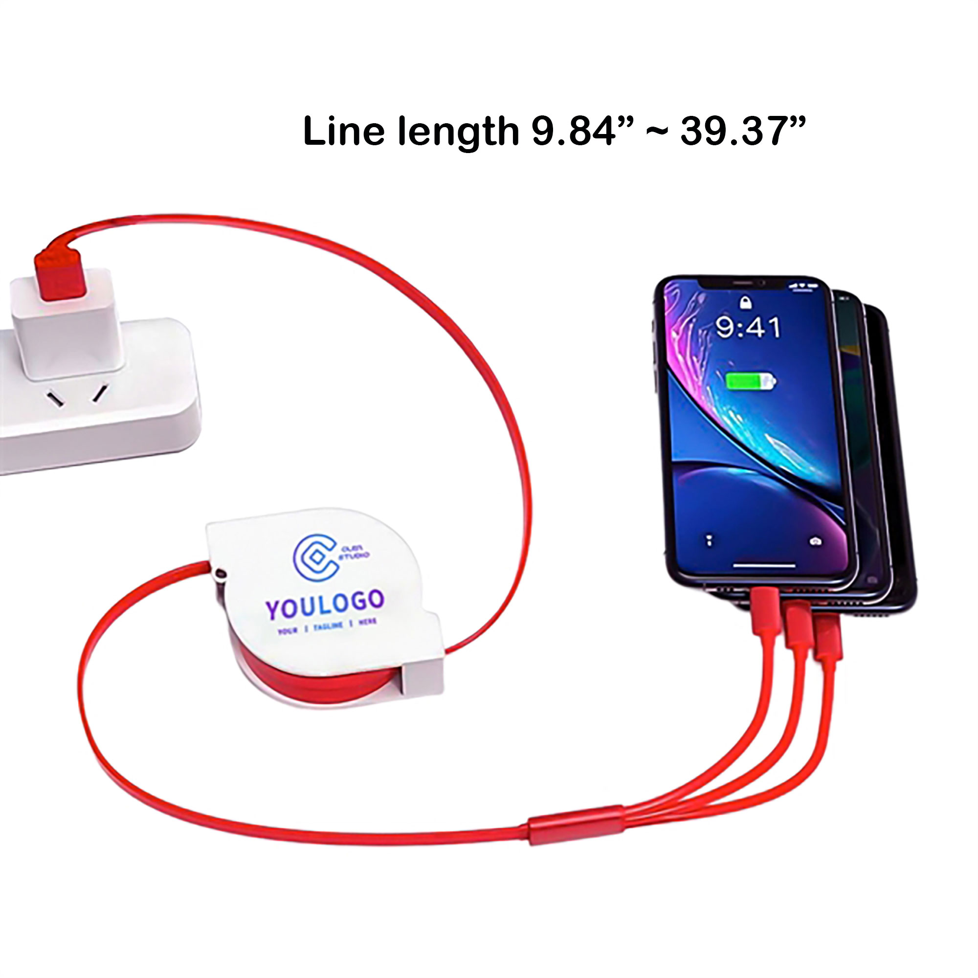 3 In 1 Extra Long Retractable Data Cable Metal Case USB 8
