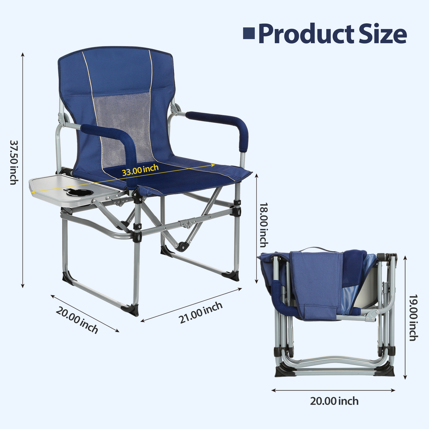 Portable Camping Director Chair With Side Table 4