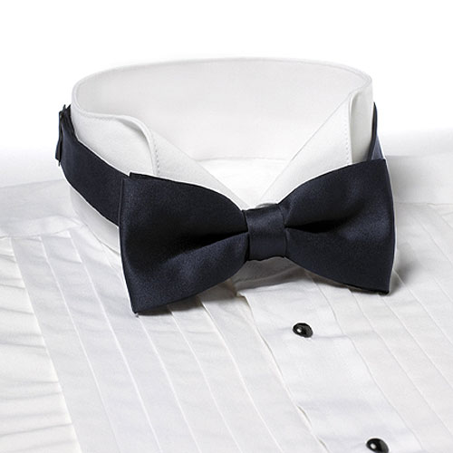 Navy Blue Banded Bow Tie 2