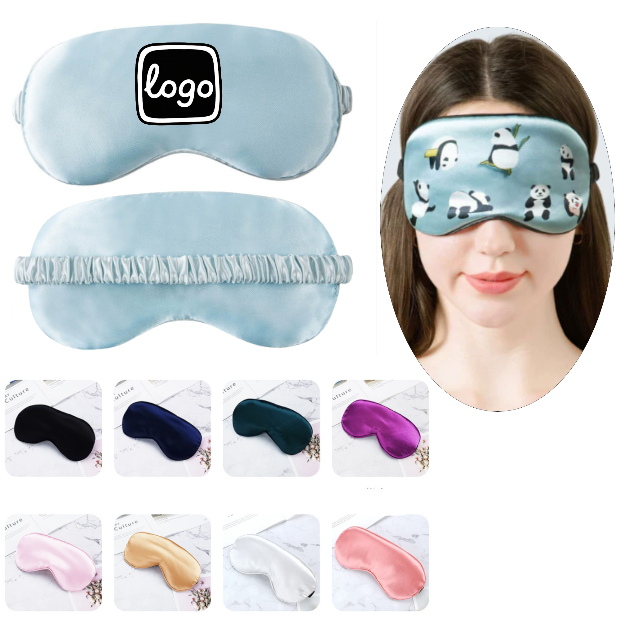 Double sided Simulated Silk Blackout Sleep Eye Mask 1
