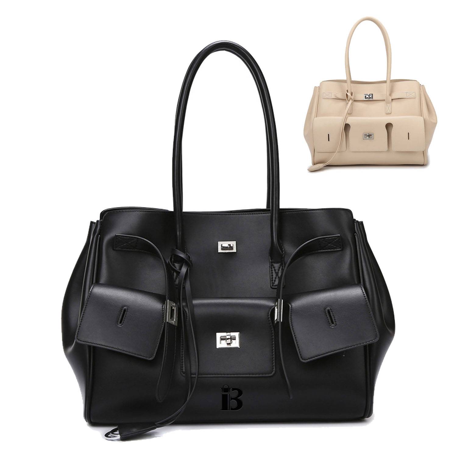 Spacious PU Leather Tote Bag Comfortable Grip