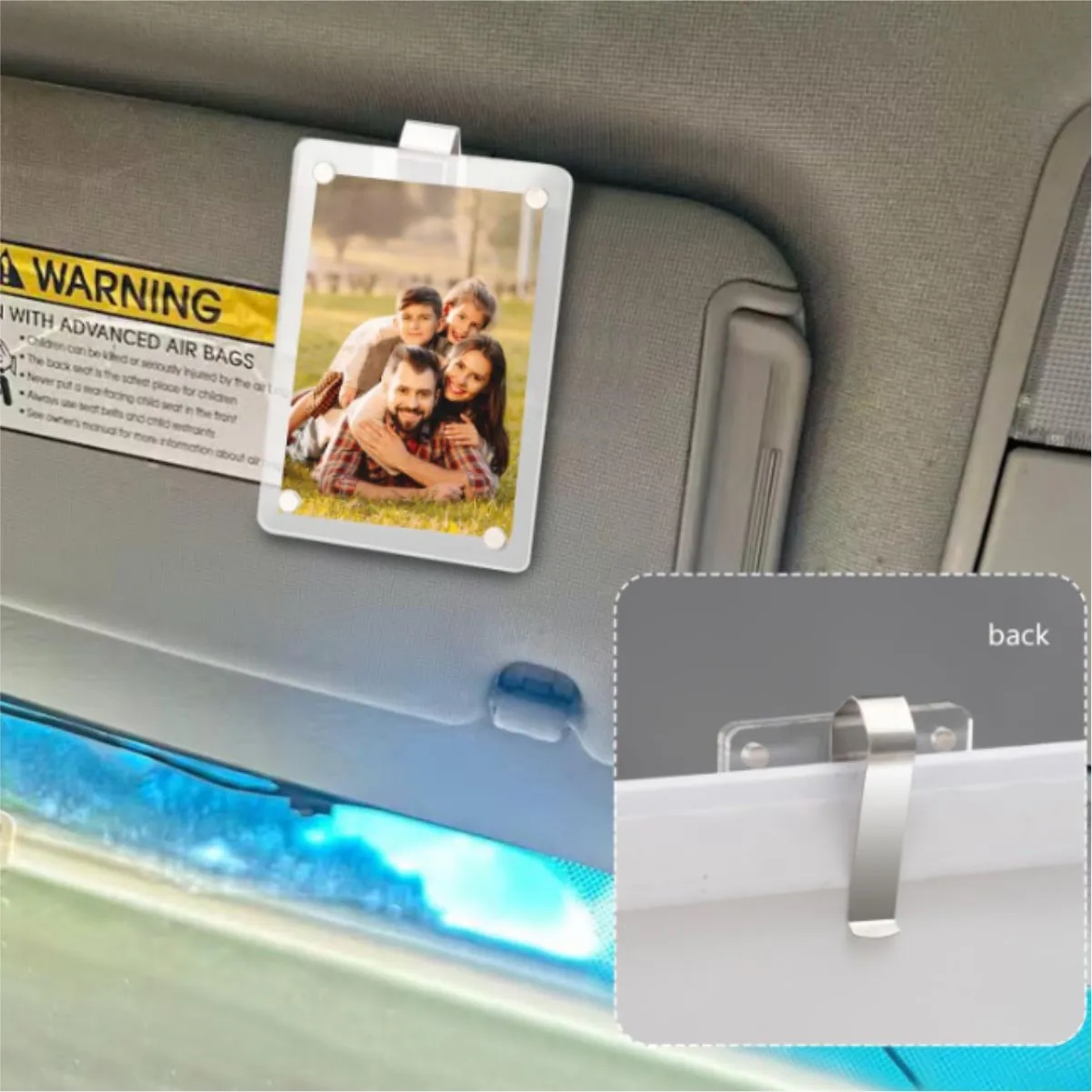 Acrylic Sun Visor Photo Frame Clip 6
