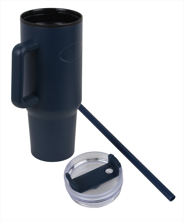 40 oz Inner Plastic Travel Mug w/ Handle and Straw - Full Color Dome 4