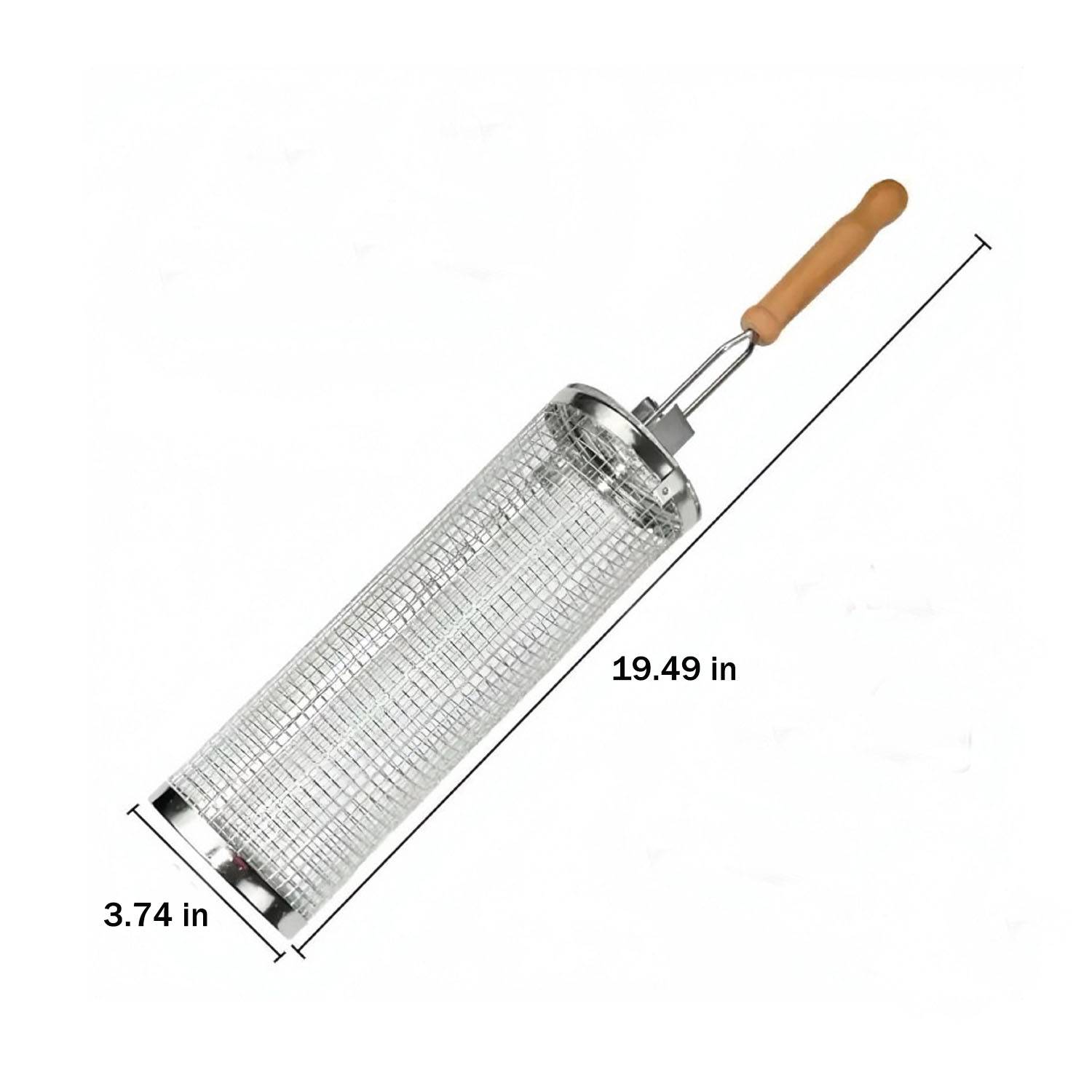 Outdoor Stainless Steel Barbeque Cage w/ Wooden Handle 5