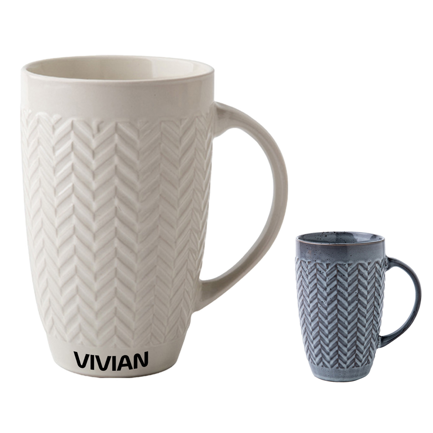21oz Embossed Pattern Large Capacity Ceramic Mug
