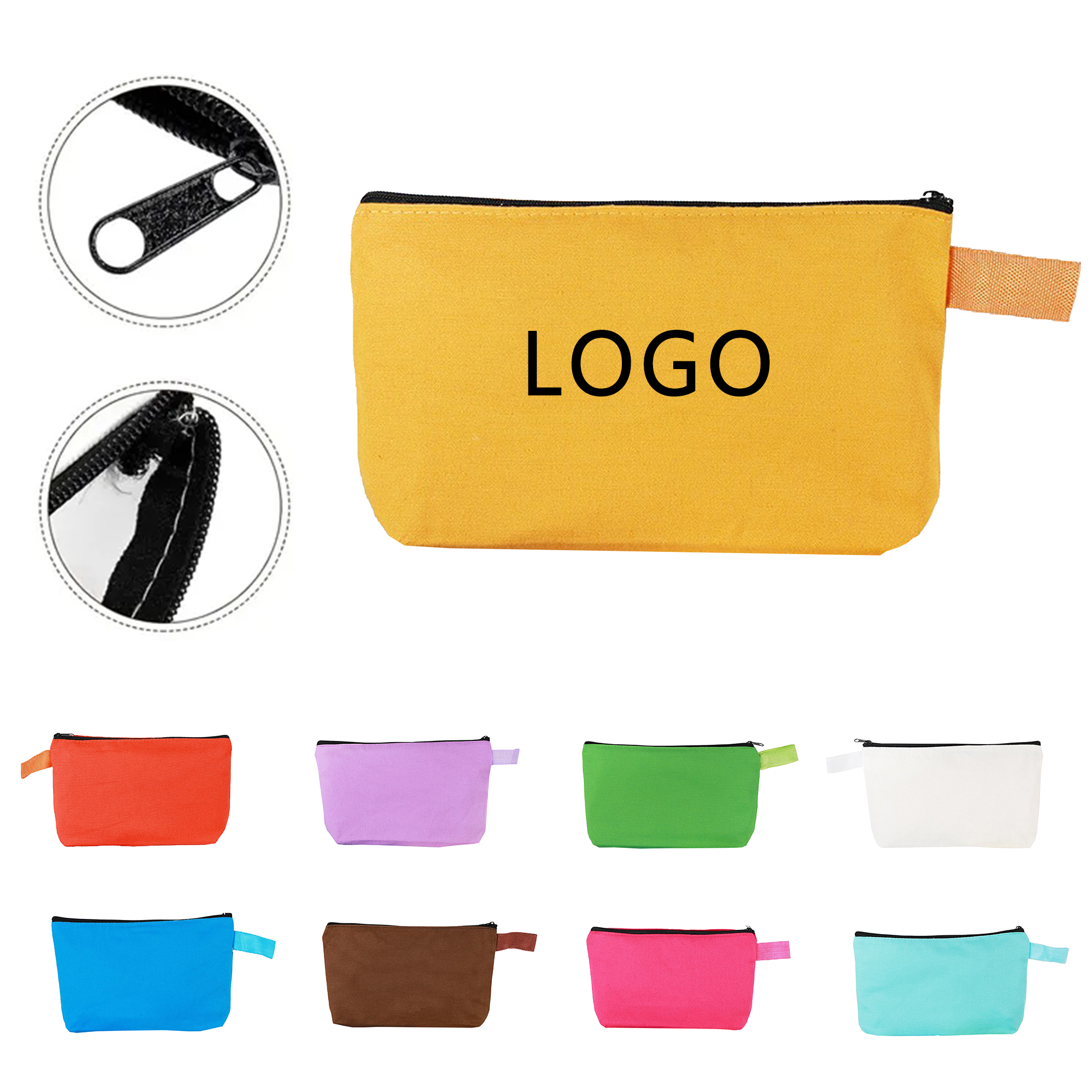 Candy Color Canvas Pencil Case Zipper Handheld Pouch 7