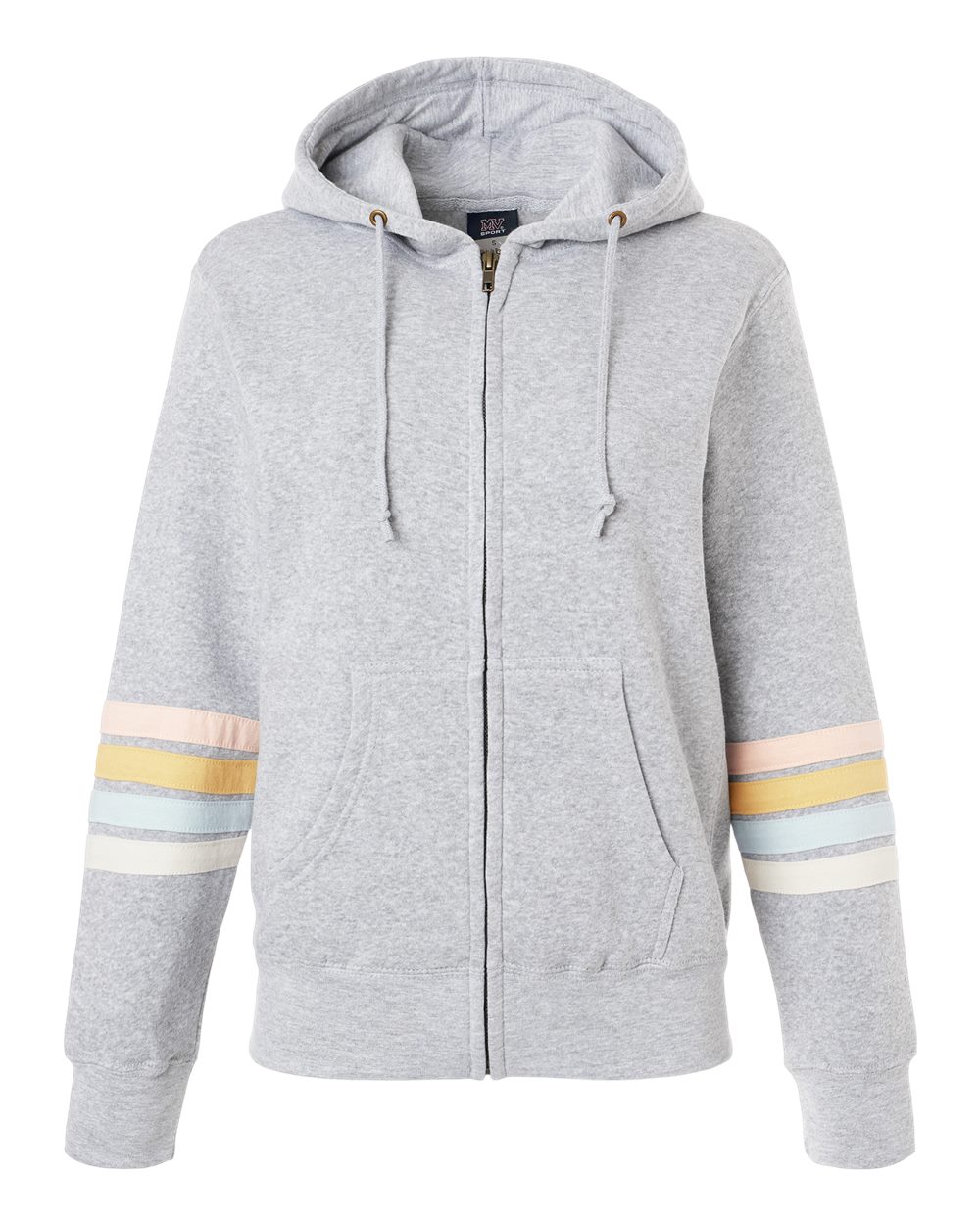 Women's Striped Sleeves Full-Zip Hooded Sweatshirt - W22732 9