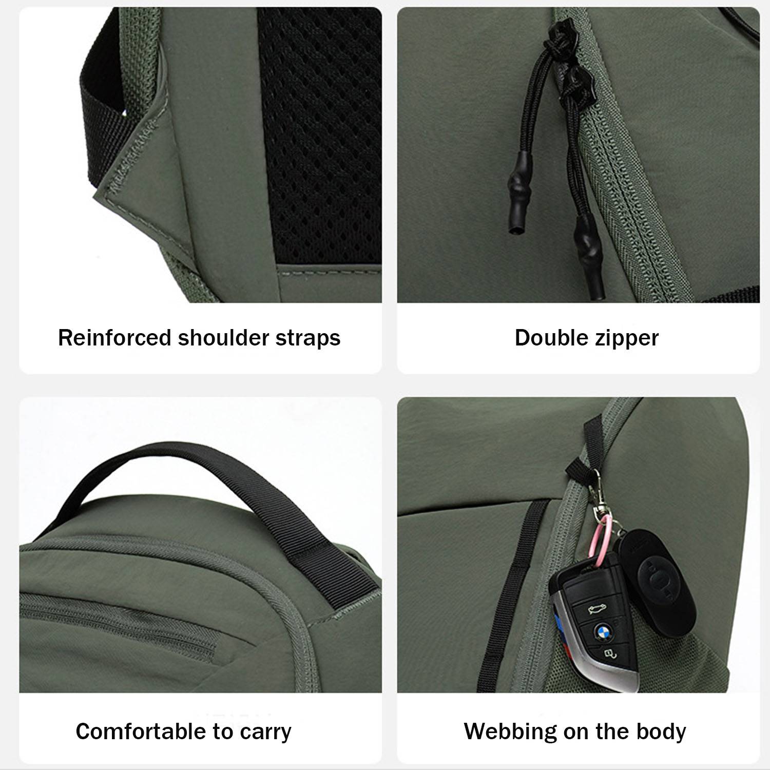 Lightweight Waterproof Nylon Backpack w/ Large Capacity 7