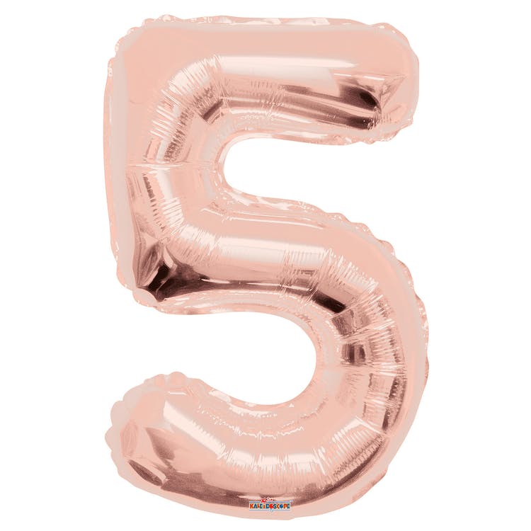 Mylar Number 5 Balloons - Rose Gold 34" 2
