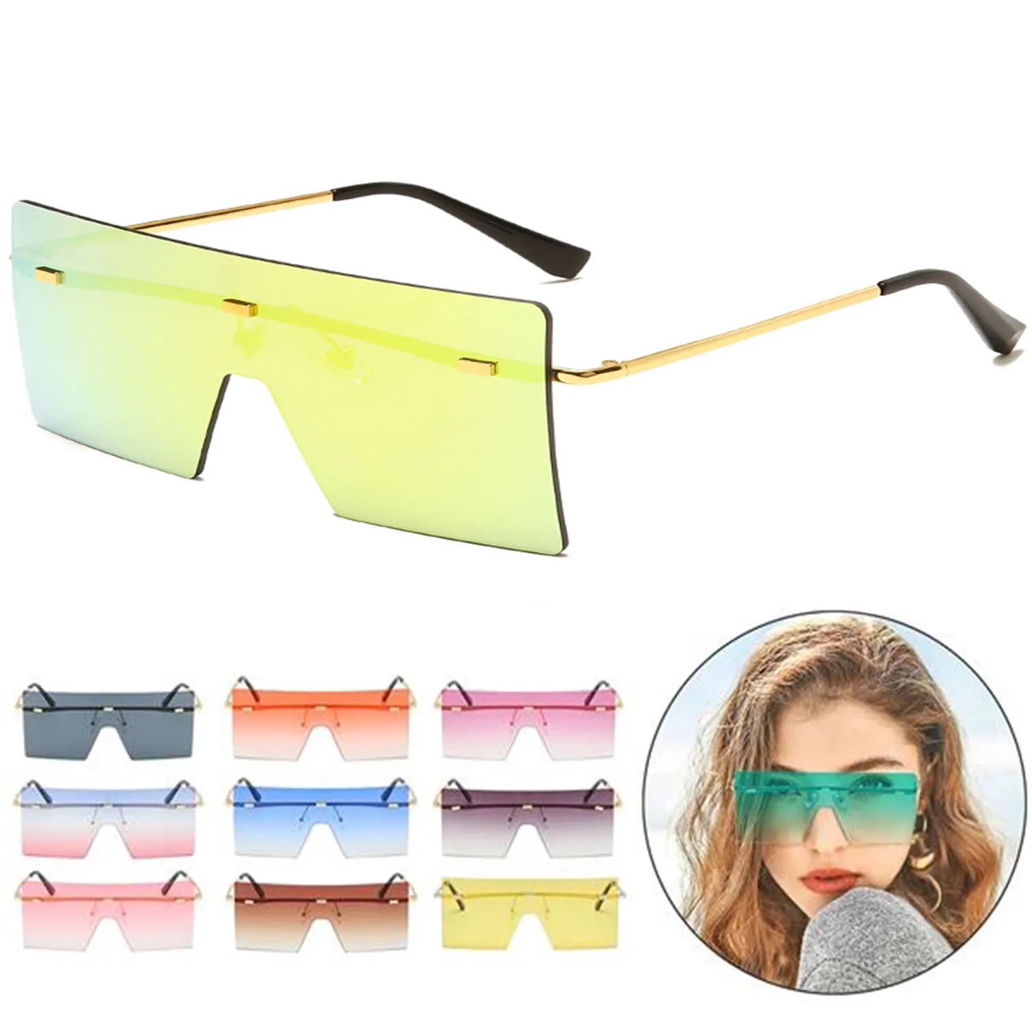 Retro Rimless Rectangle Sunglasses 1