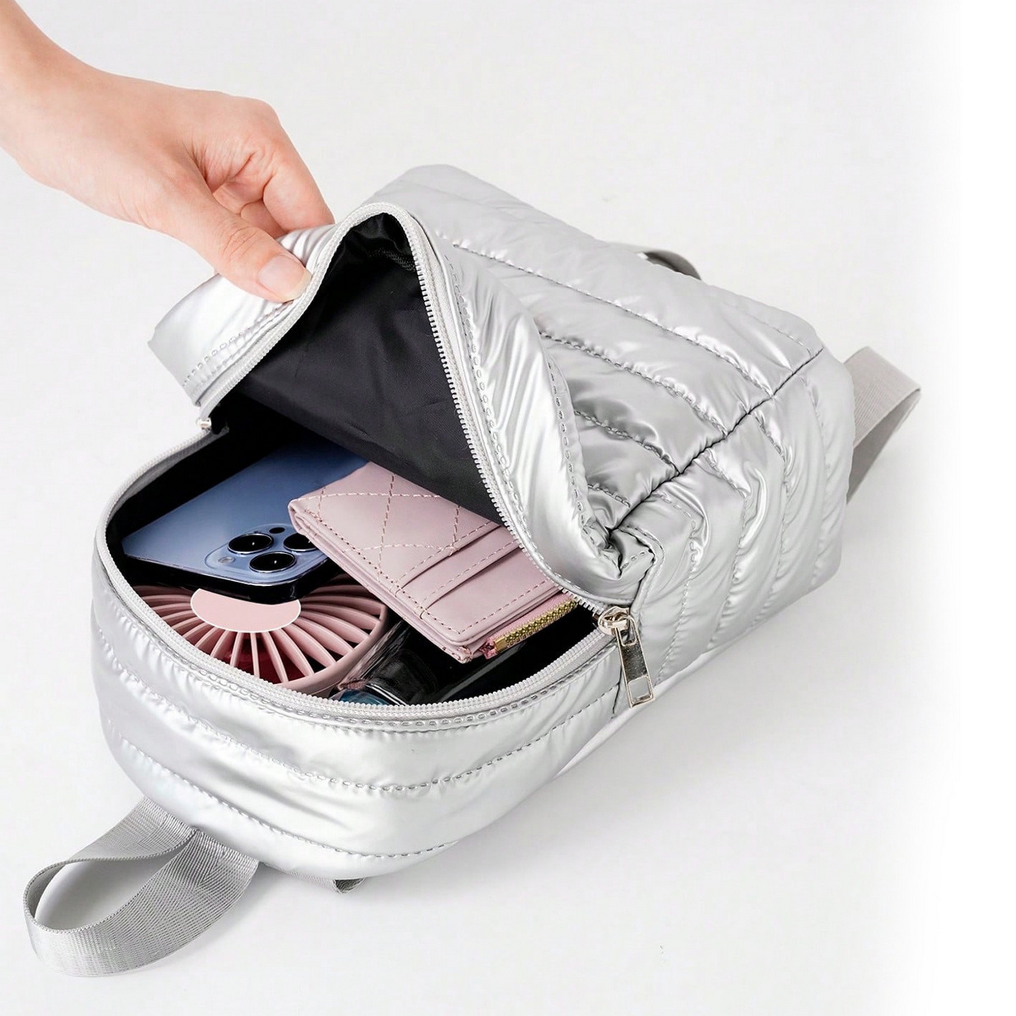Fashionable Shiny Padded Puffer Backpack 3