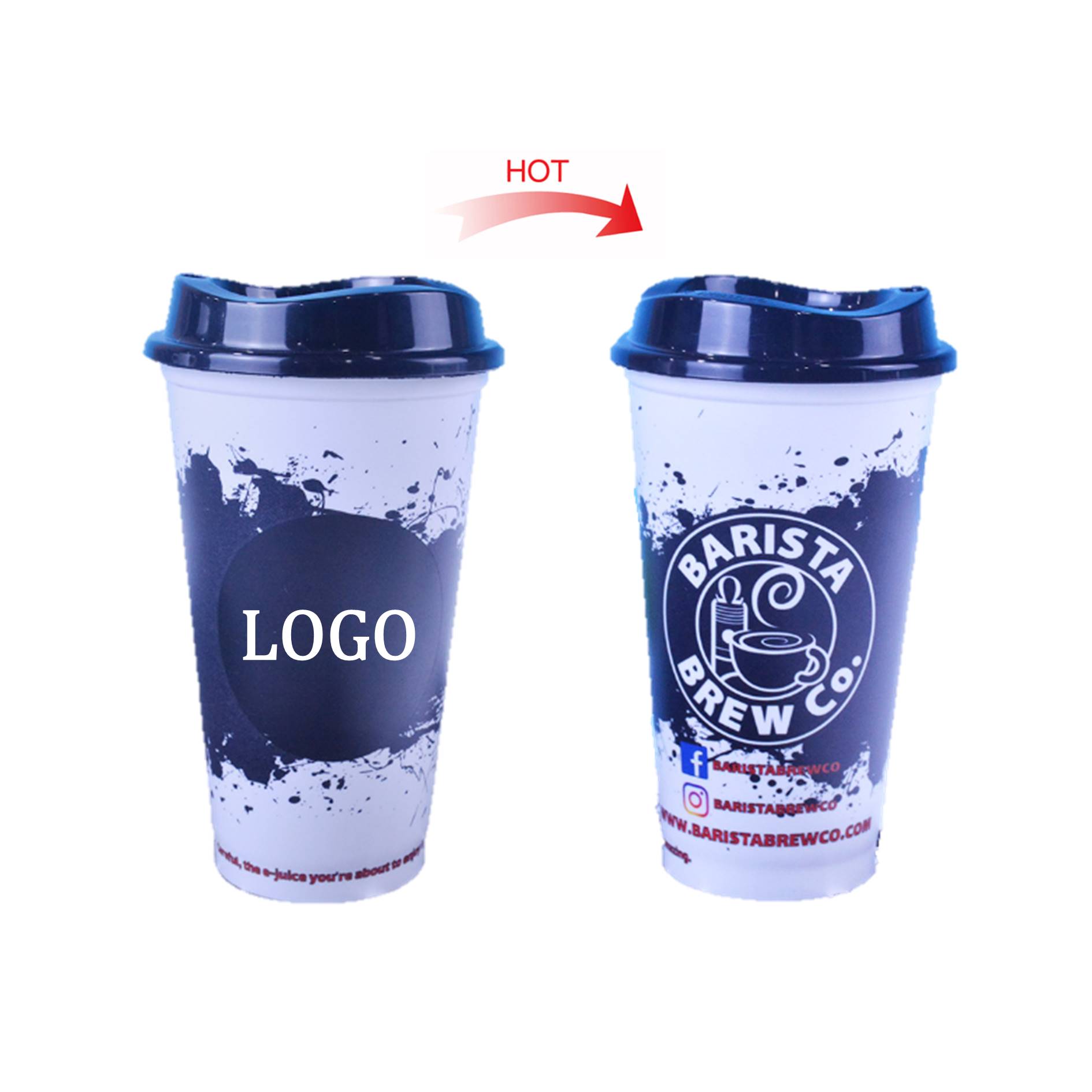 16oz. Heat Color Changing Plastic Cup With Lid 3