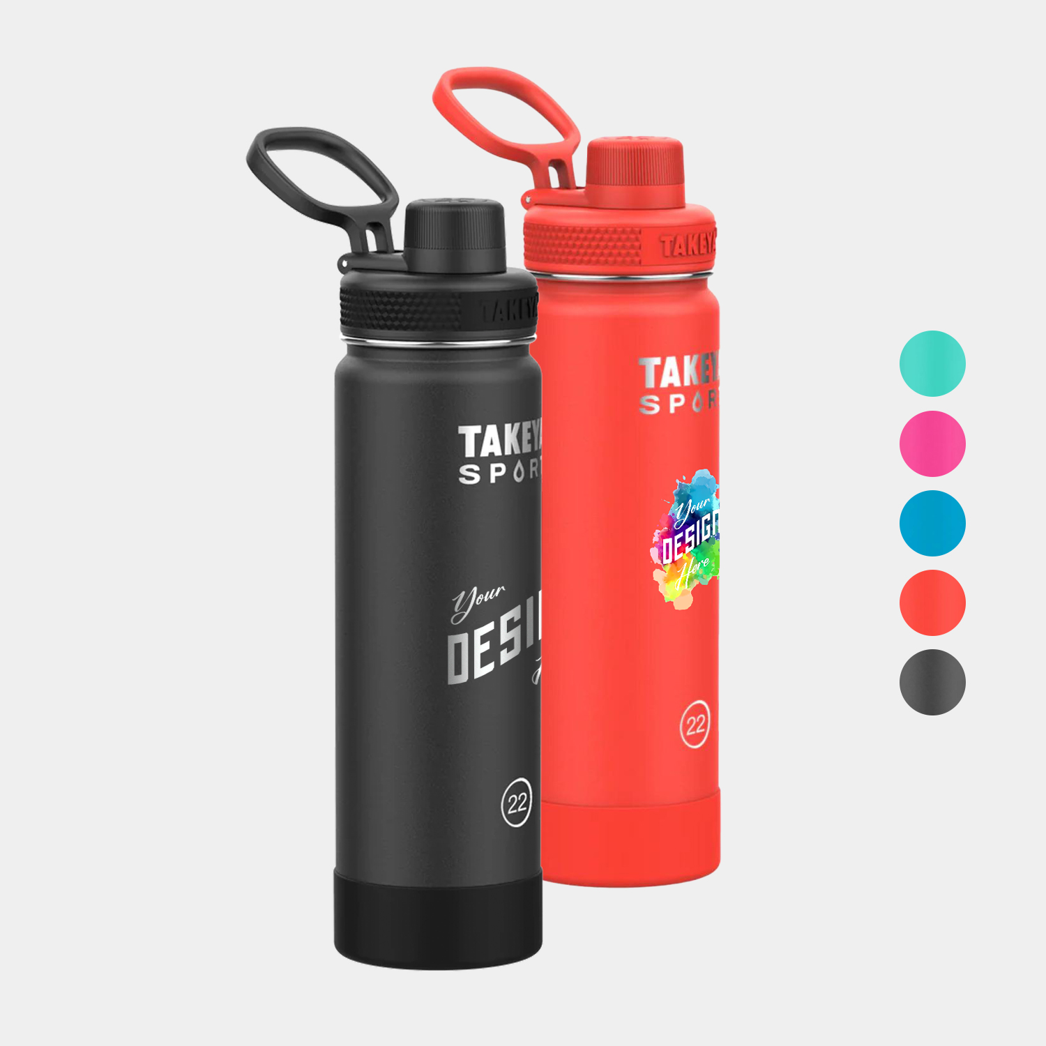 22 oz Takeya® Stainless Steel Insulated Sport Water Bottle w/ Spout Lid 1