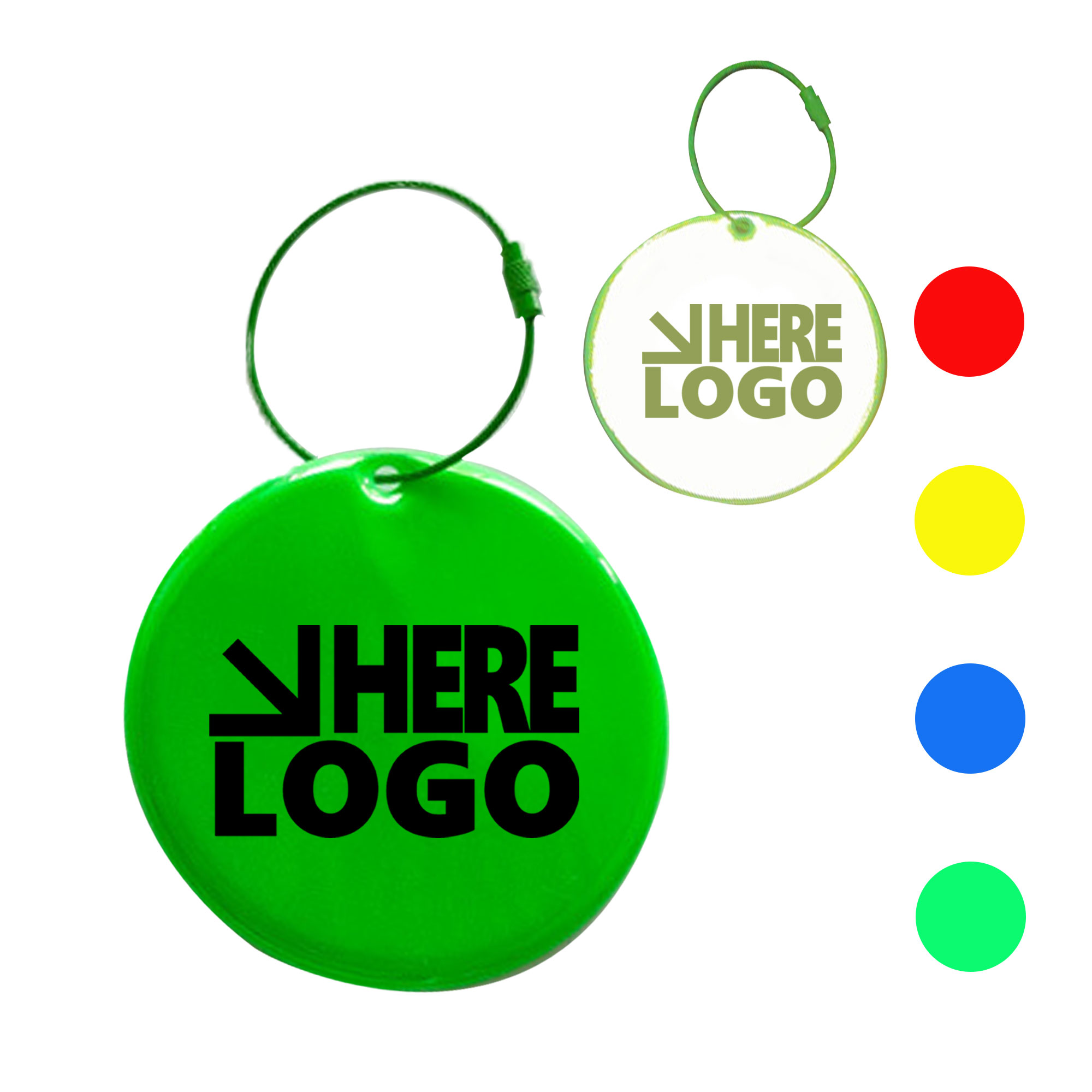 MOQ 100 Circular Reflective PVC Pendant 2"x 2" 1