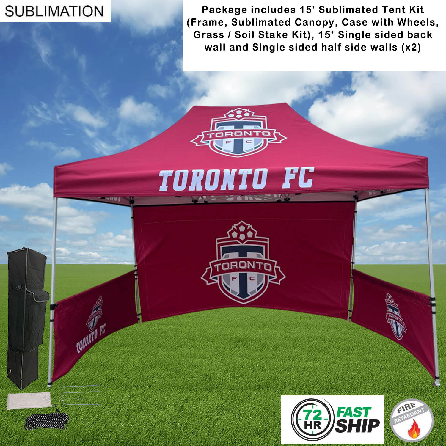 72Hr Fast Ship - Full Tent Package, 10' Tent, 15' Singlesided backwall, 2 Single sided half sidewall 14