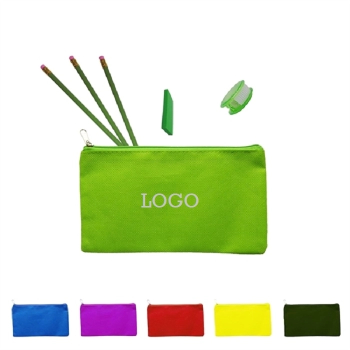Non-Woven Pencil Pouch Zipper Closed 3