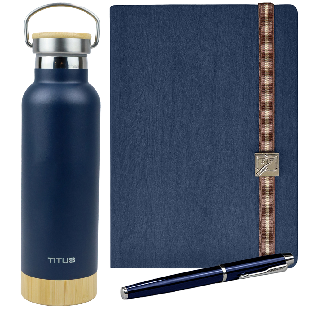 TiTUS® 17 oz Water Bottle, Melange Executive Notebook & Pen Gift Set