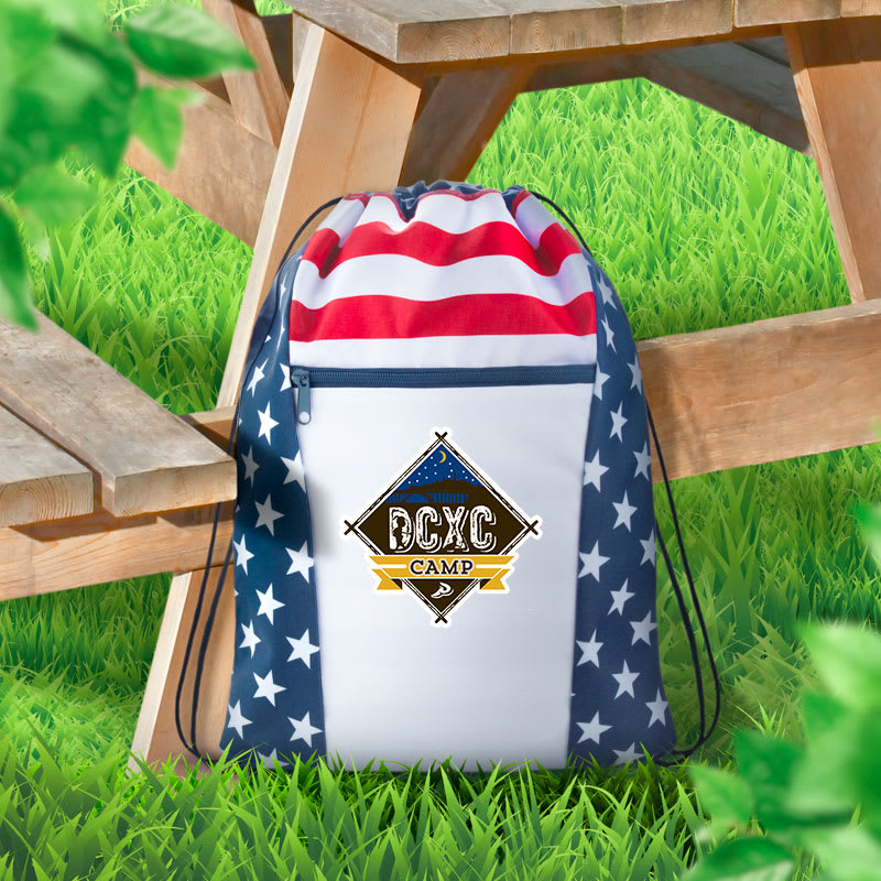 Custom American Flag Drawstring Tote Bags 5