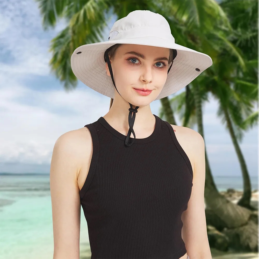 UPF50 Wide Brim Sun Hat with Ponytail Hole 11