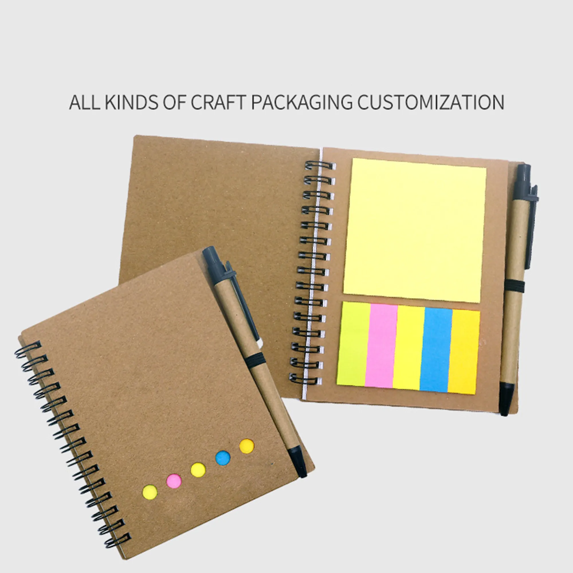 Kraft Memo Pad Set Coil Notebook with Logo Imprint 1