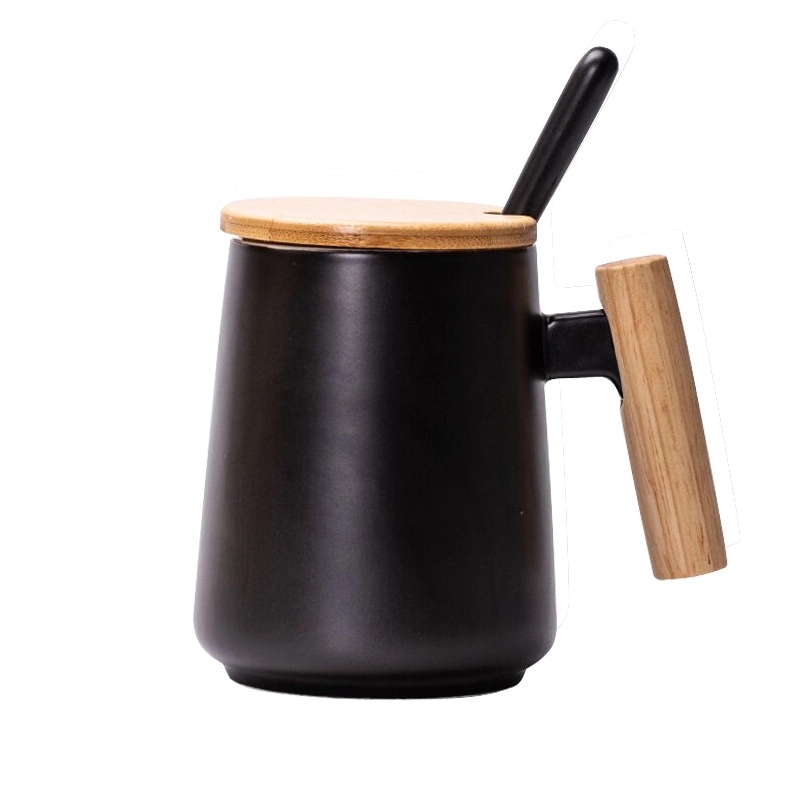 14 oz Ceramic Mug Cup With Wooden Handle 3