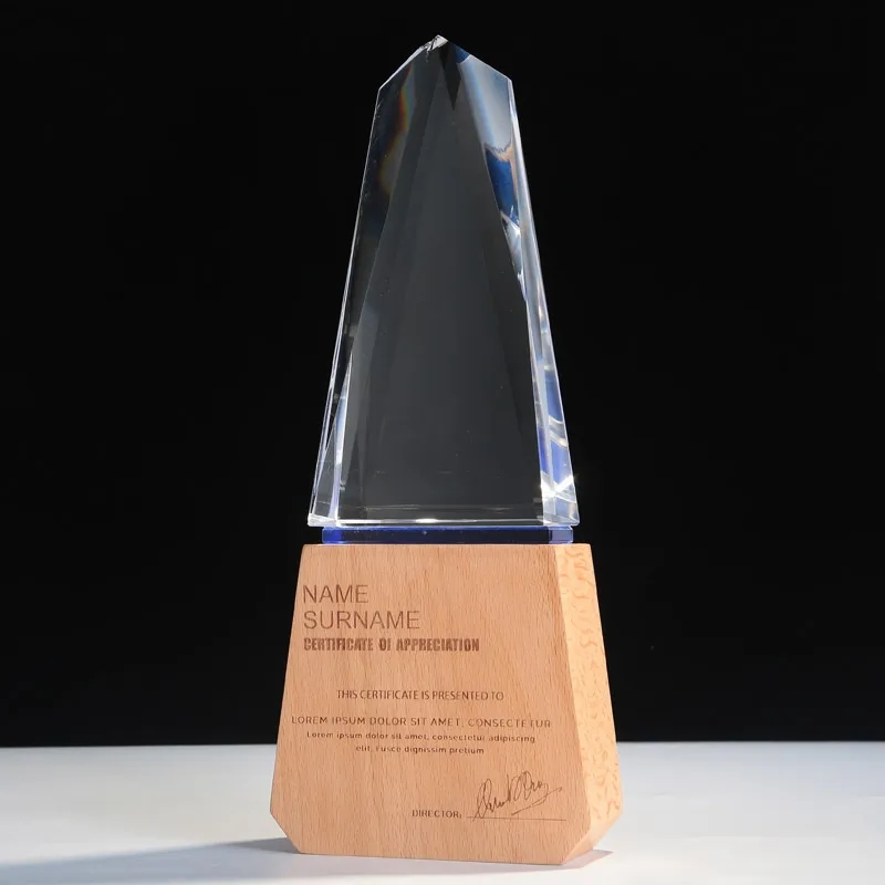 Crystal Trophy With Wooden Base 7