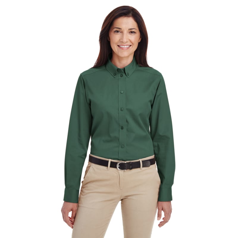 Harriton Ladies' Foundation 100% Cotton Long-Sleeve Twill Shirt With Teflon™ 23