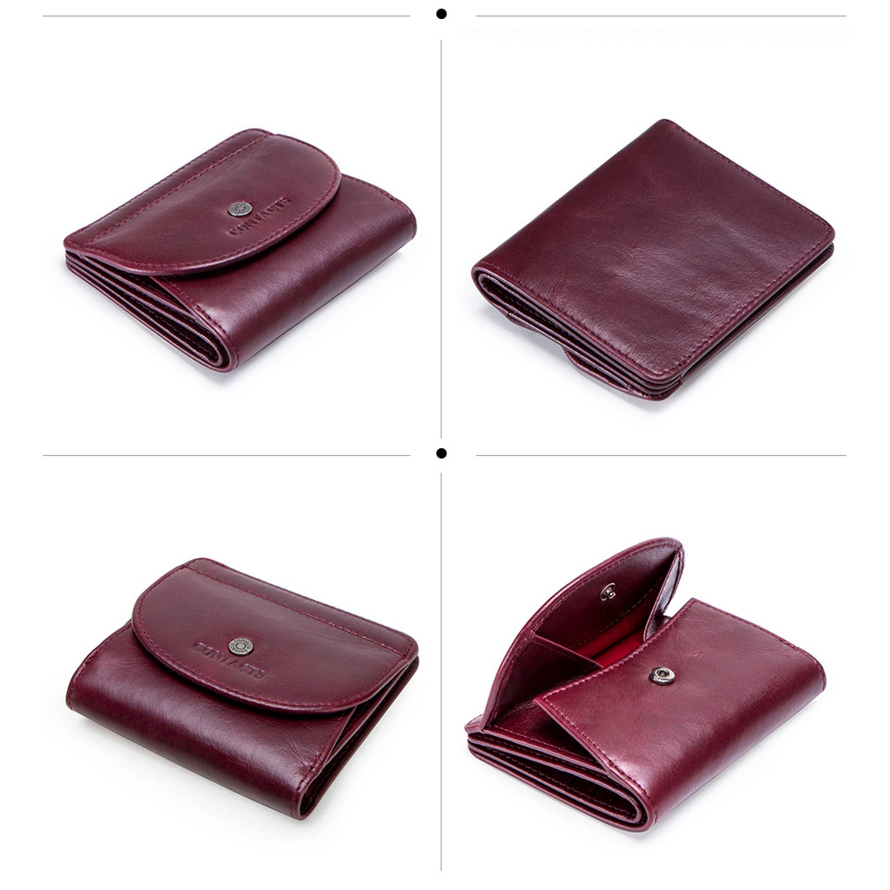 Leather Slim Bifold Purse Card Holder Wallets Women 7