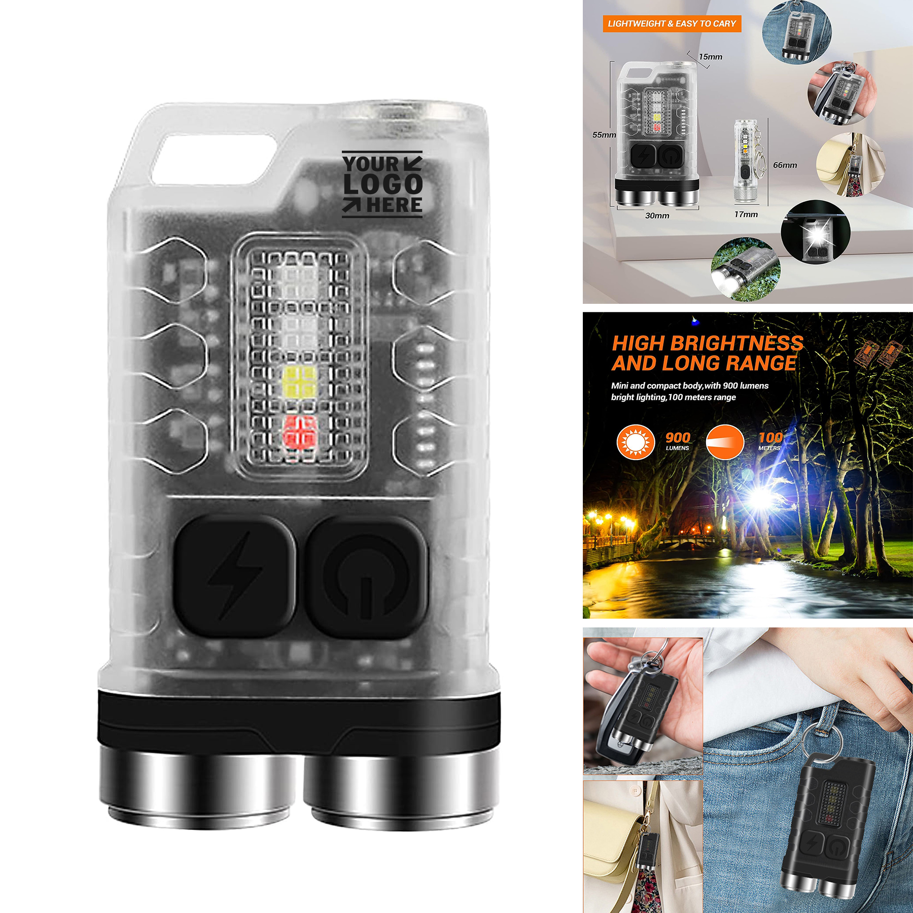Small Portable Tactical Rechargeable Keychain Set 900 High Lumens Super Bright Mini EDC Flashlight  1
