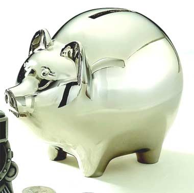 large chrome piggy bank (shiny silver) 1