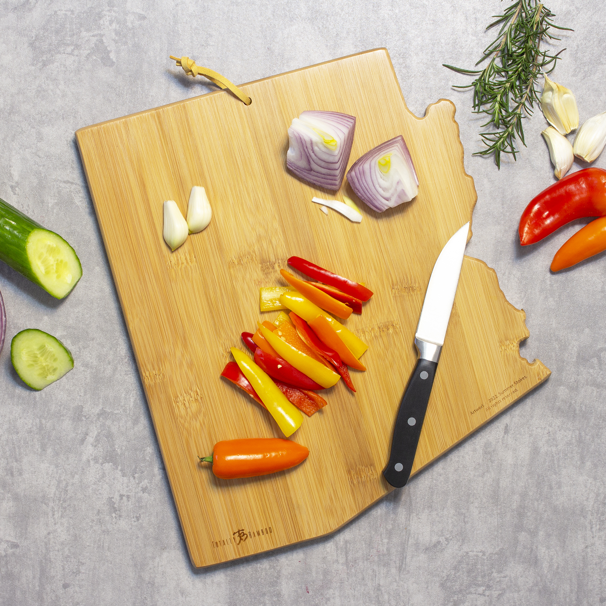 Arizona State Shaped Cutting and Serving Board with Artwork by Summer Stokes 10