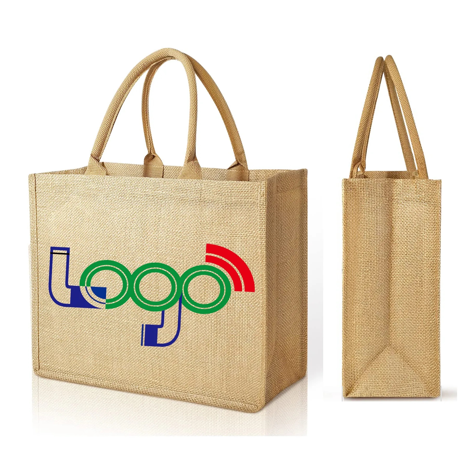 Jute Canvas Tote Bag, custom tote bag with logo imprint 1