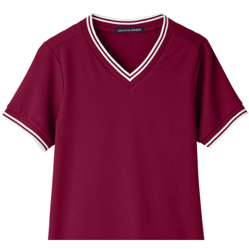 Devon & Jones Ladies' CrownLux Performance™ Plaited Tipped V-Neck Polo 9