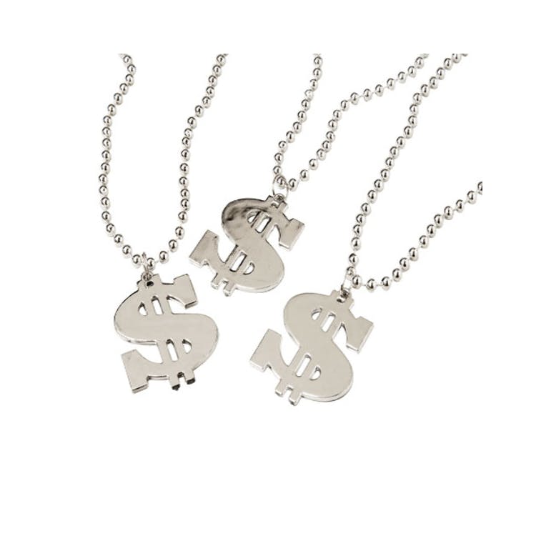 Dollar Sign Beaded Necklaces - Silver 1