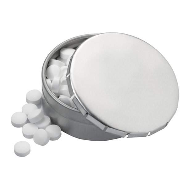 2 1/8" Large Round Push Tin with Mints 16